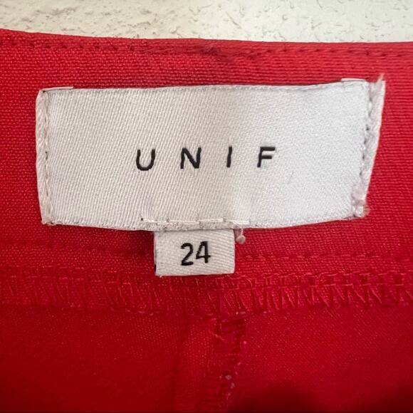 UNIF High Waist Straight Leg Pants Bright Red Women's size 24 - Picture 3 of 3